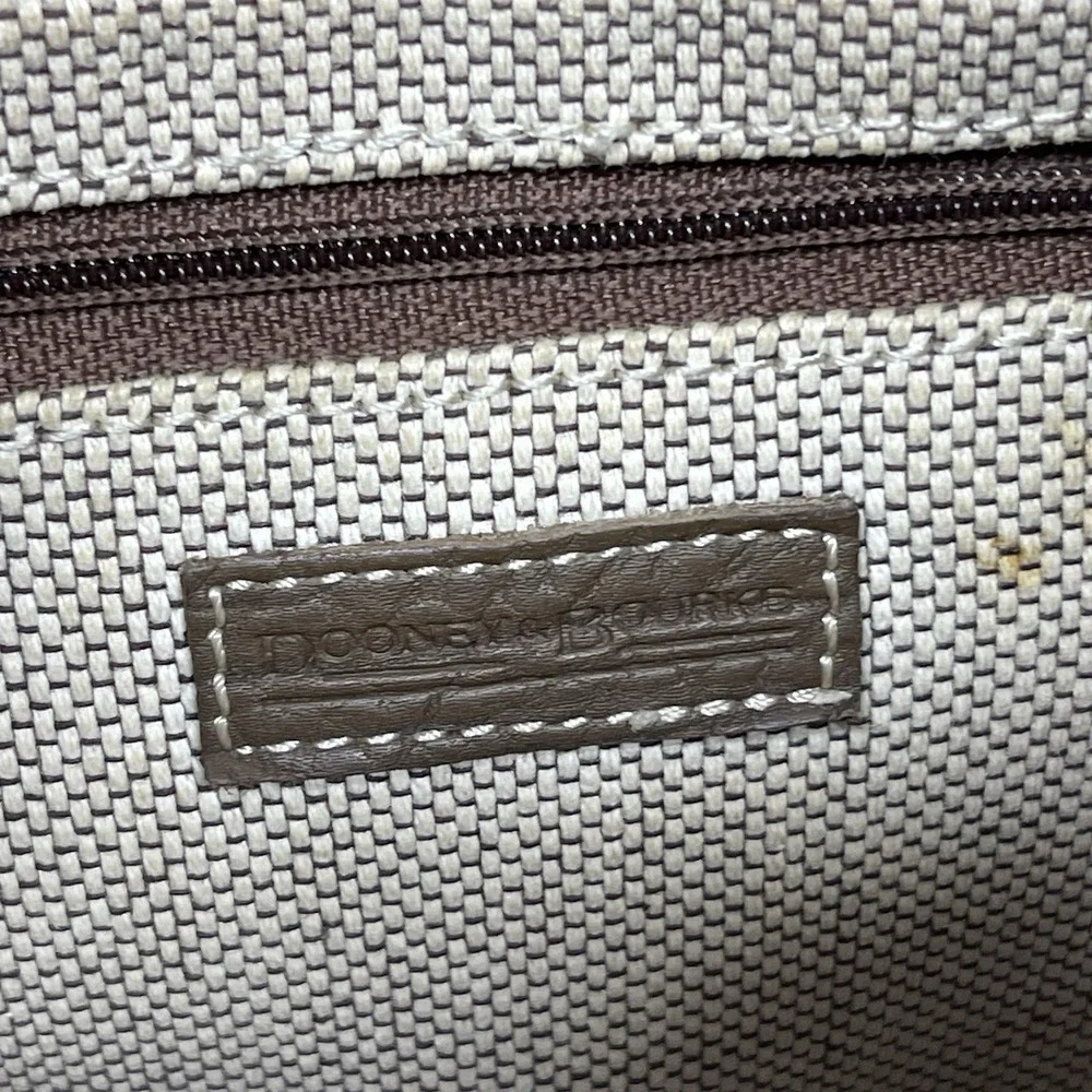 Vintage Dooney & Bourke Signature Canvas & Leather Shoulder Hobo Bag‎ Kaki Brown